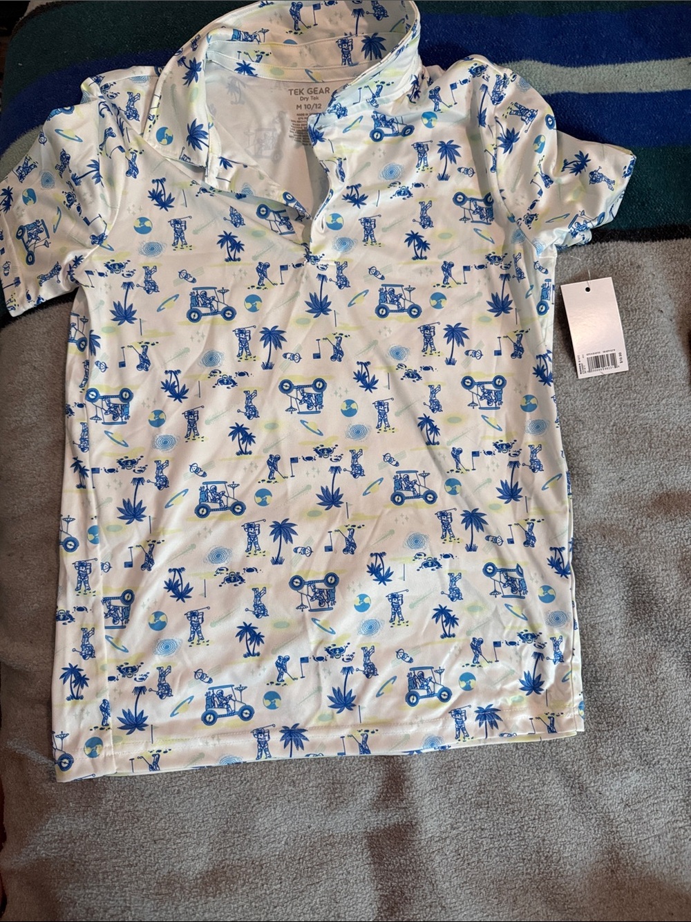 White Tropical Print Golf Polo
